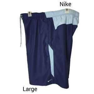 Nike Men's Swim Trunks L Blue Two Toned   Boardshorts Pockets 9" Beach Resort